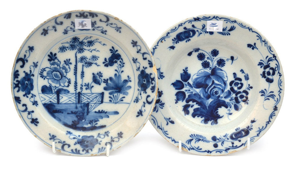 A Pair of Blue and White Plates, 18th Century