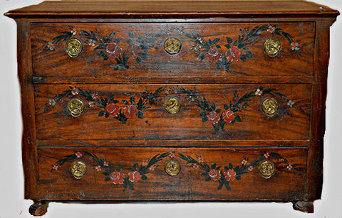 An 18th Century Italian Painted Three Drawers Commode