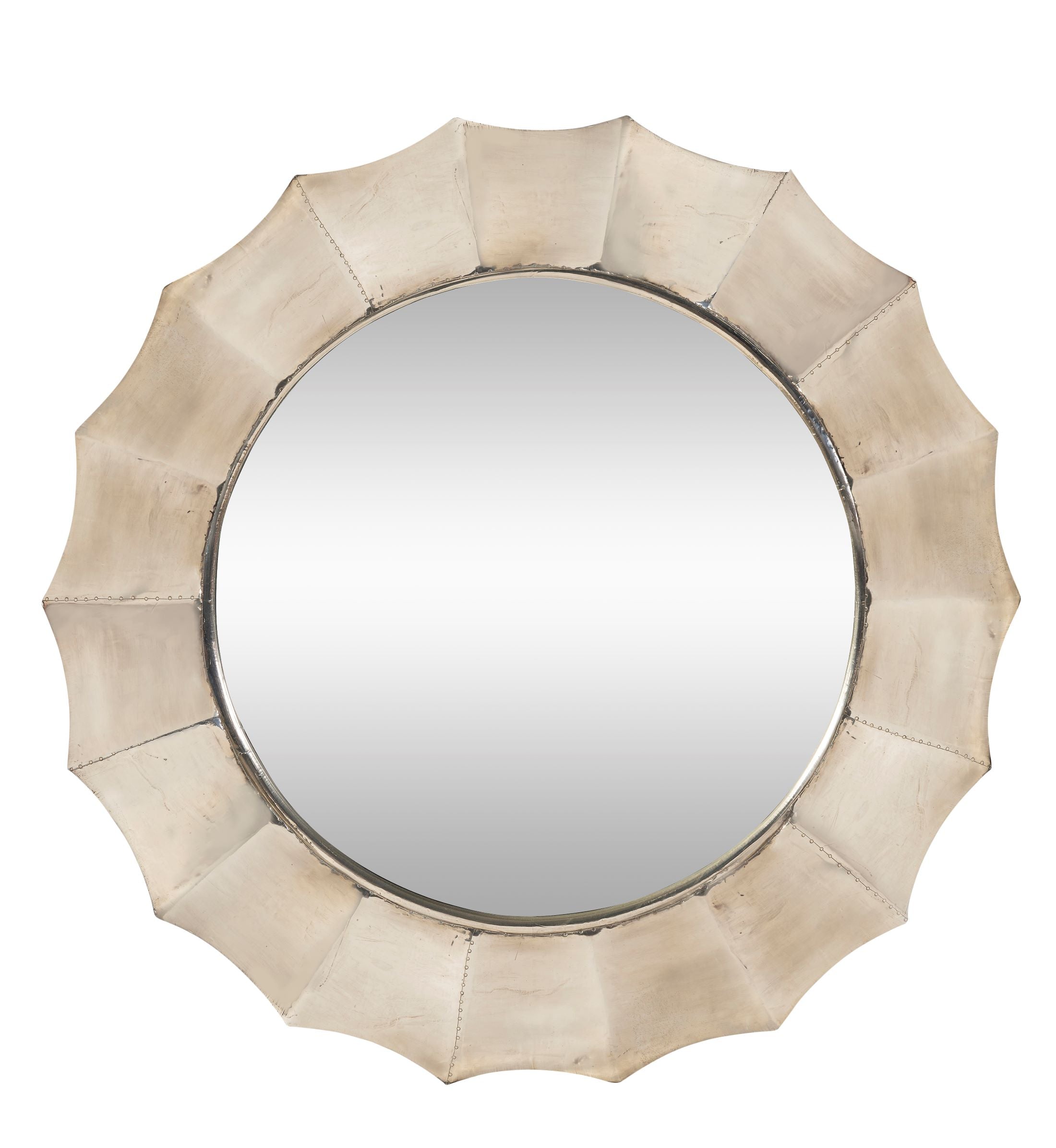 A Sunburst Mirror with Pressed Metal Overlay