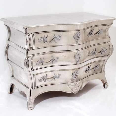 A Louis XV Style Silver Bombe Commode