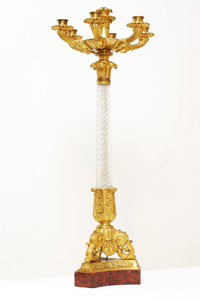 An 18th Century French Gilt Bronze and Glass Candelabra