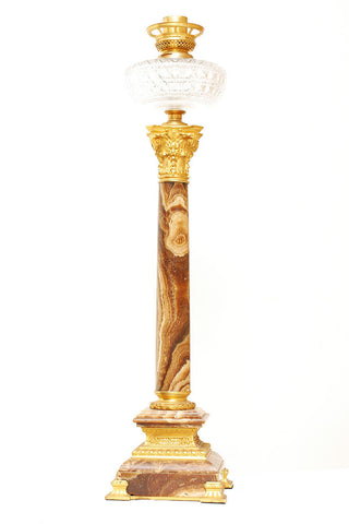 A French Empire Style Ormolu and Marble Banquet Lamp