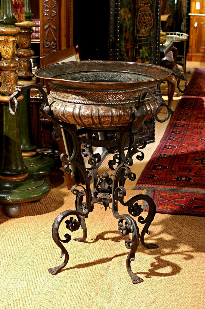 A 19th Century Spanish Wrought Iron and Copper Jardiniere