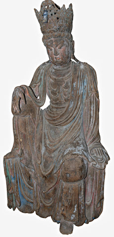 A Chinese Carved Wooden Figure of Bodhisattva Guanyin, Ming Dynasty (1368-1644)