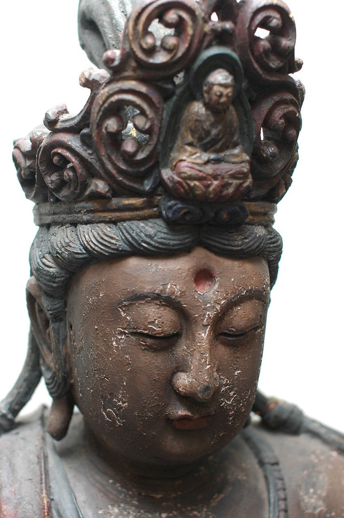 A Chinese Carved Wood Figure of Guanyin, Ming Dynasty (1368-1644)