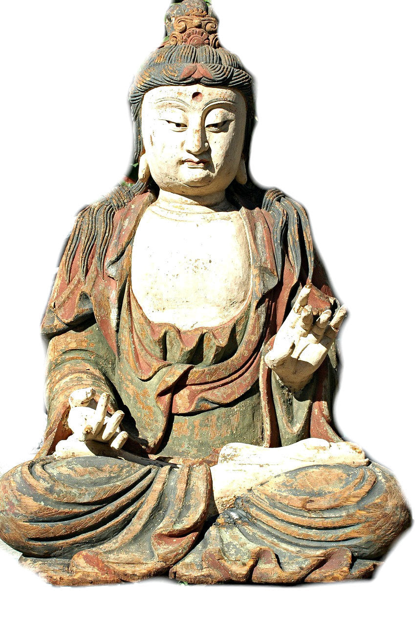 A Chinese Carved Wood Figure of a Bodhisattva, Late Ming Dynasty