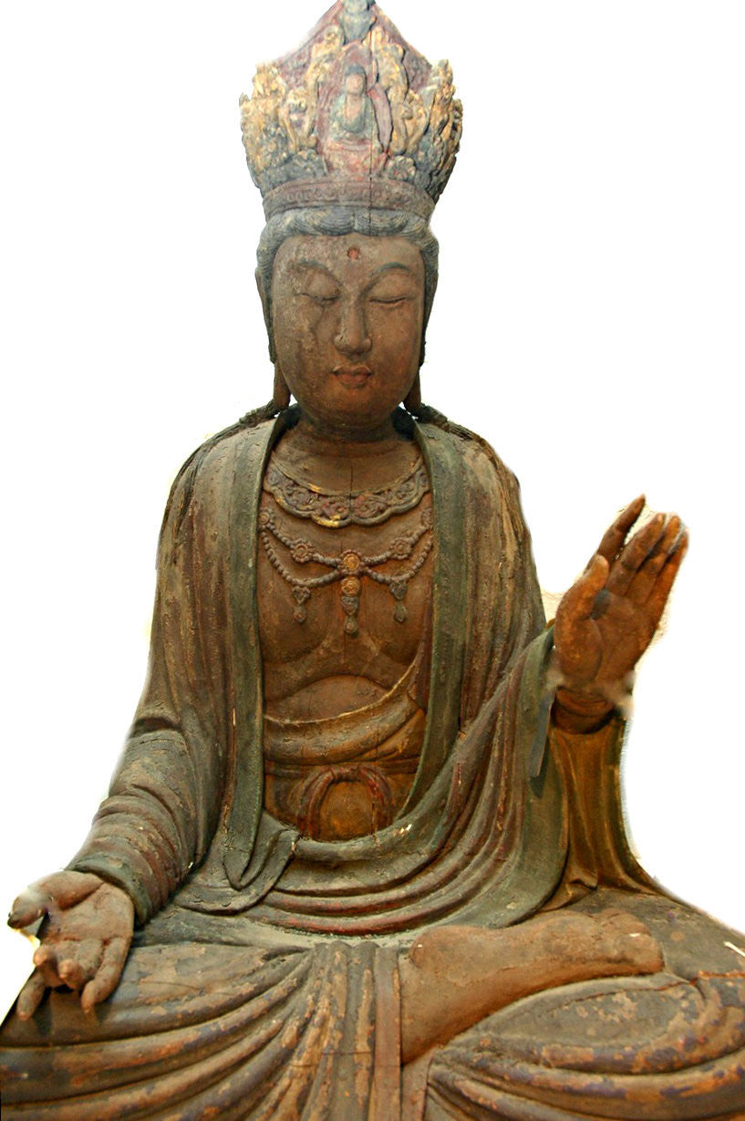 A Chinese Carved Wood Figure of Guanyin, Ming Dynasty (1368 - 1644)