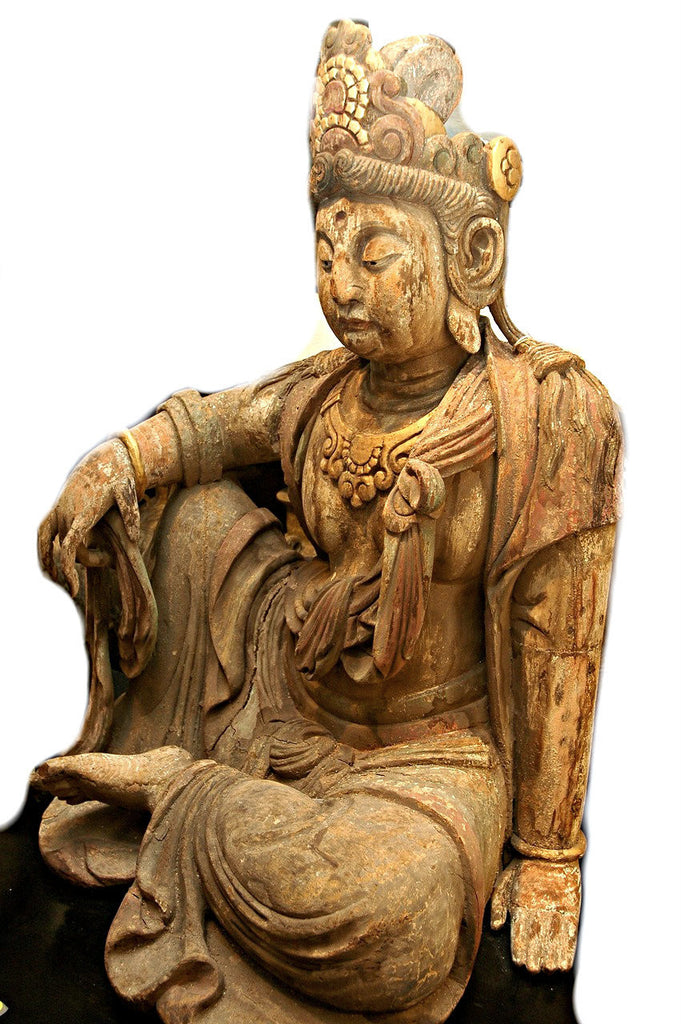 A Chinese Carved Wood Figure of Guanyin, Ming Dynasty (1368 - 1644)