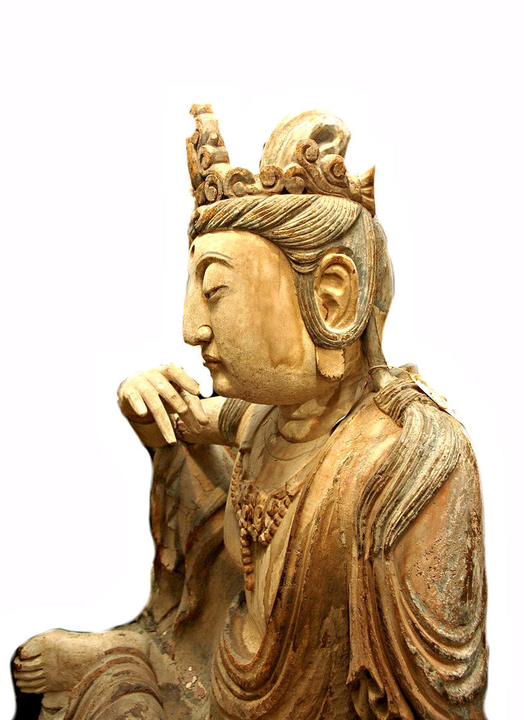 A Chinese Carved Wood Figure of a Guanyin , Ming Dynasty (1368-1644)