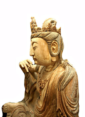 A Chinese Carved Wood Figure of a Guanyin , Ming Dynasty (1368-1644)