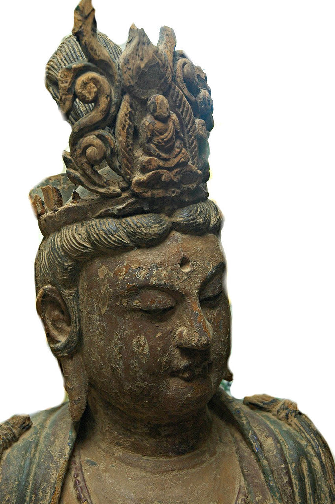 A Chinese Carved Wood Figure of Guanyin, Ming Dynasty (1368-1644)