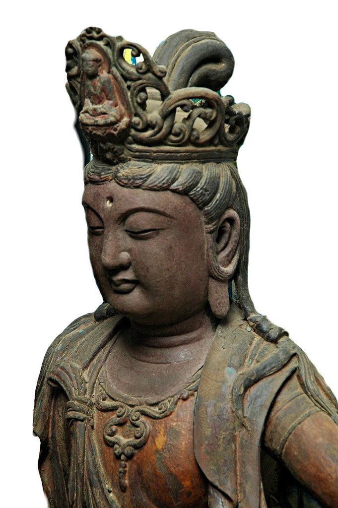 A Chinese Carved Wood Figure of Guanyin, Late Ming/Early Qing Dynasty