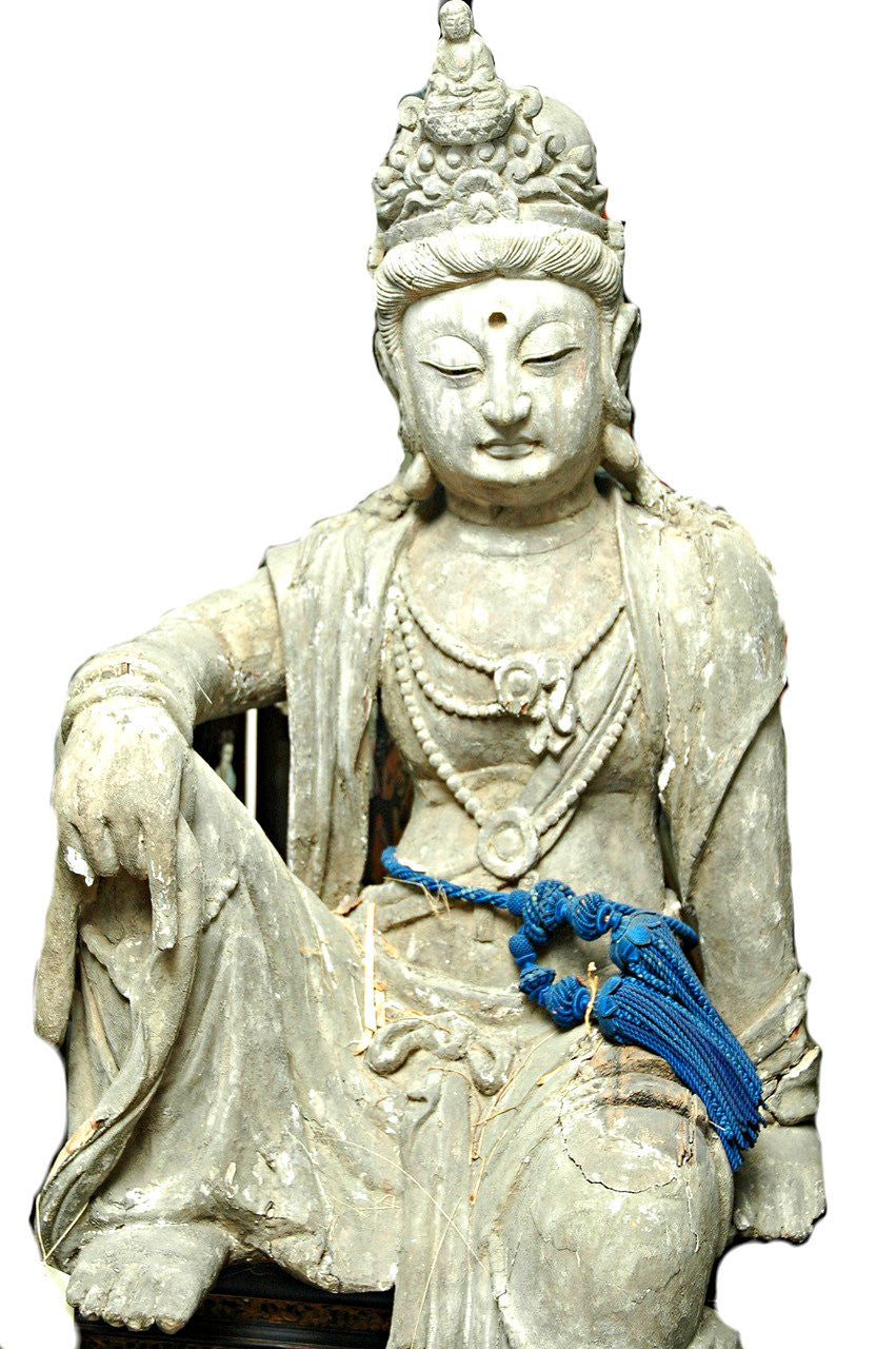 A Chinese Carved Wood Figure of Guanyin, Ming Dynasty (1368-1644); Cheng Hua (1455-1487)