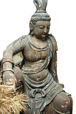 A Chinese Carved Wood Figure of Guanyin , Late Ming Dynasty
