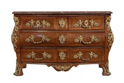 A Mid 18th Century Serpentine Fronted Tombeau Shaped Kingwood Commode