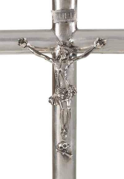 A 19th Century Spanish Silver-Plated Alter Crucifix