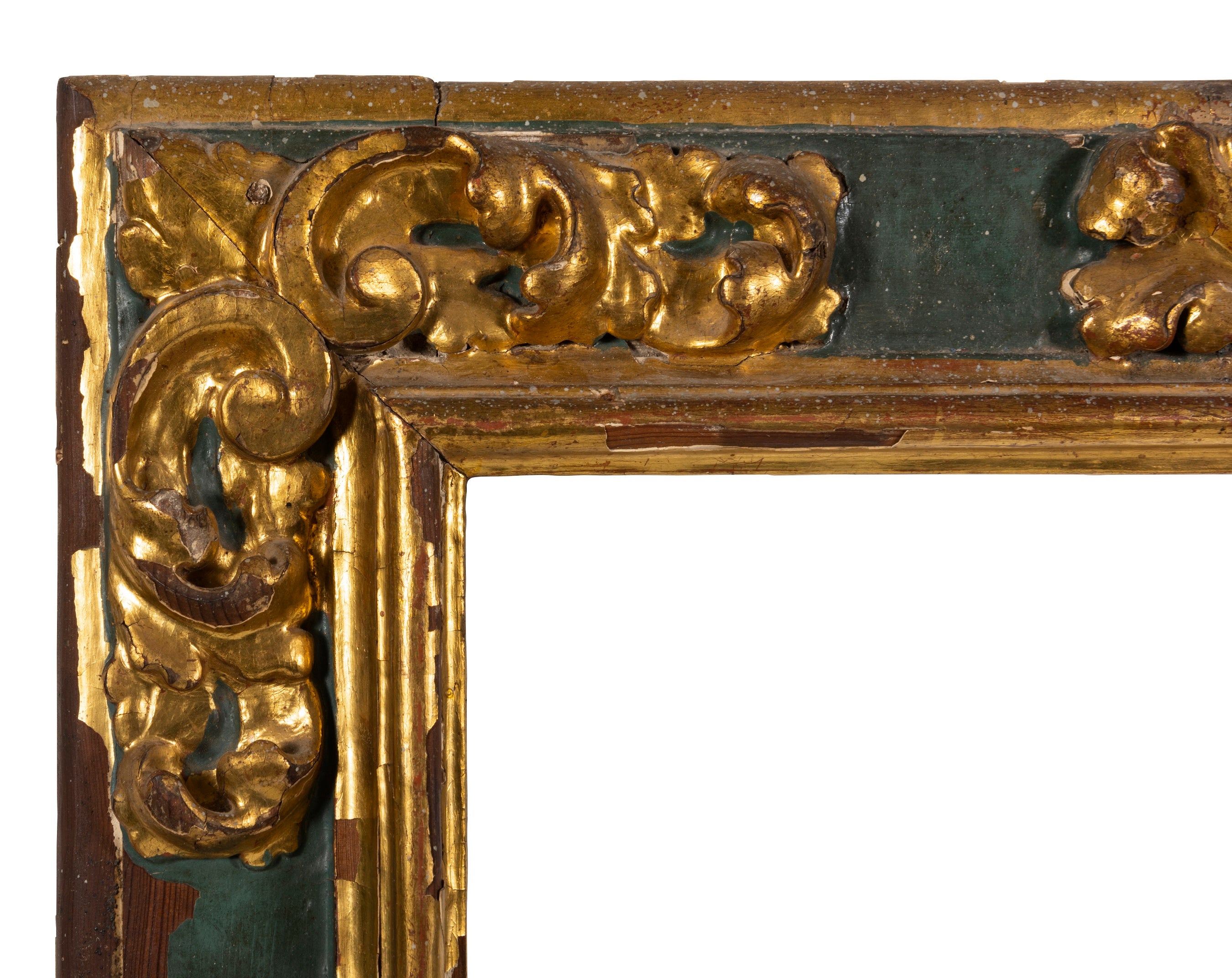 Late 17th-Early 18th Century Spanish Gilt and Polychrome Frame