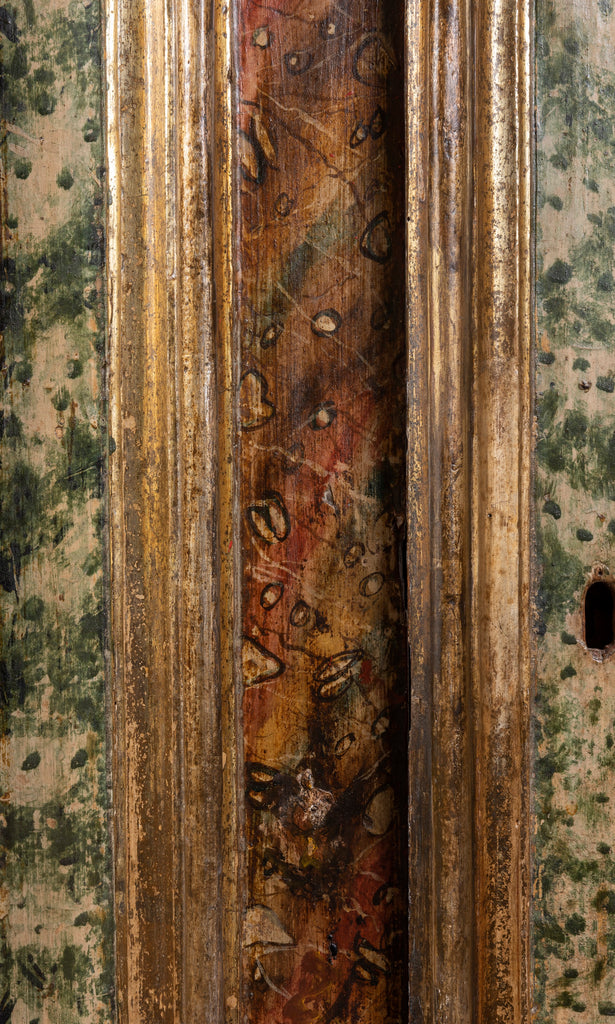 A Continental Baroque 18th Century Painted & Parcel-Gilt Cabinet