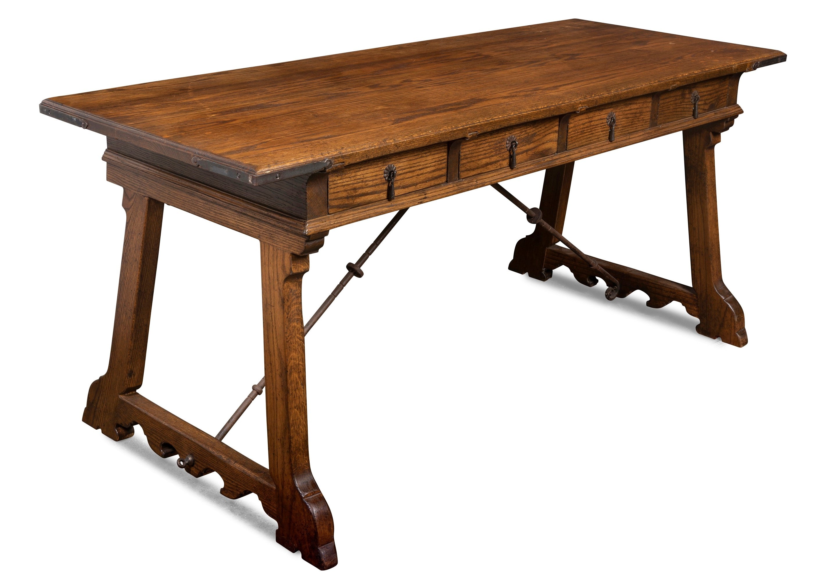 A Spanish Style Three Drawer Desk or Console