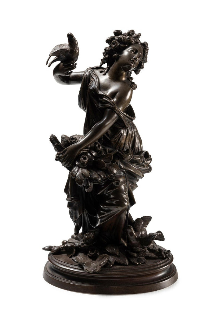A Pair of Late 19th Century French Bronze Allegorical Figures of Autumn & Spring