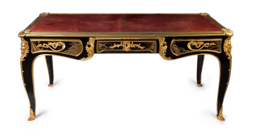 19th Century Black Lacquered and Ormolu Mounted Bureuplat