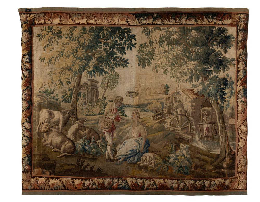 An Aubusson pastoral scene tapestry