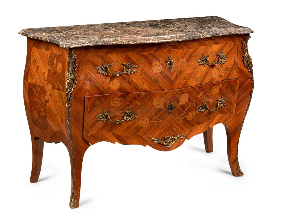 A Louis XV Style Marble Top Commode
