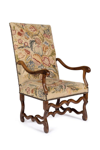 A French 18th Century Louis XV Walnut Chair, Upholstered in Antique Tapestry