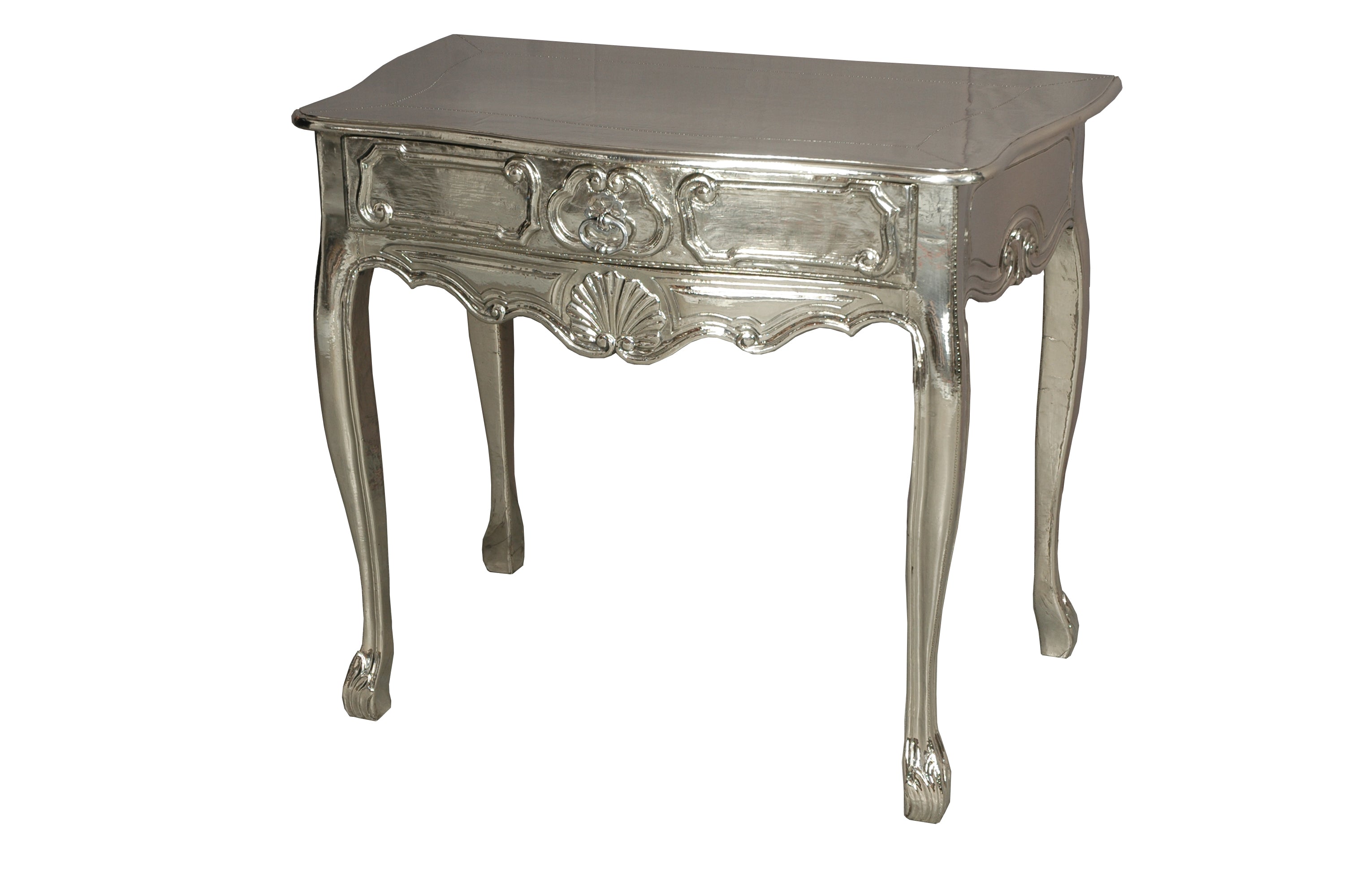 A Silver Louis XV Style Walnut Side Table