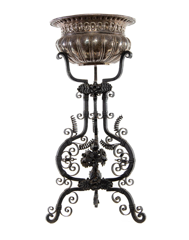A Wrought Iron and Silvered Copper Lavabo