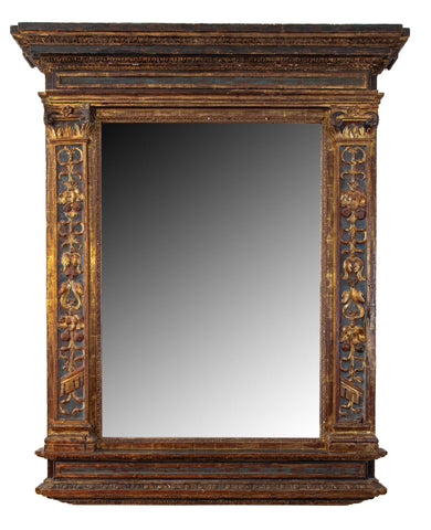 A Neo Classical Gilt and Polychrome Tuscan Mirror, circa 1750