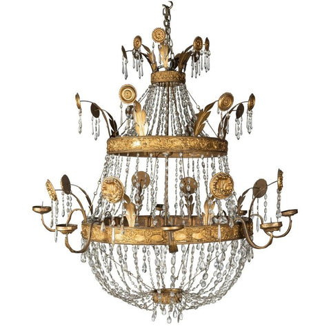 A Late 18th Early 19th Century Spanish Theater Two-Tier Basket Chandelier