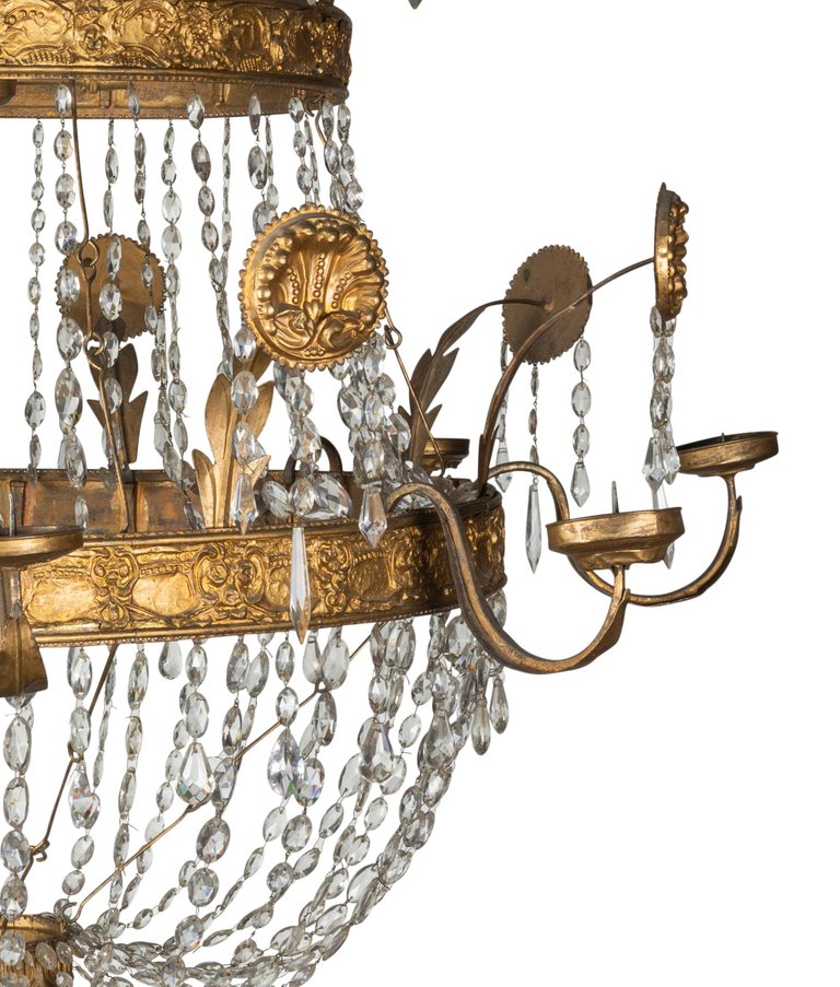 A Late 18th Early 19th Century Spanish Theater Two-Tier Basket Chandelier
