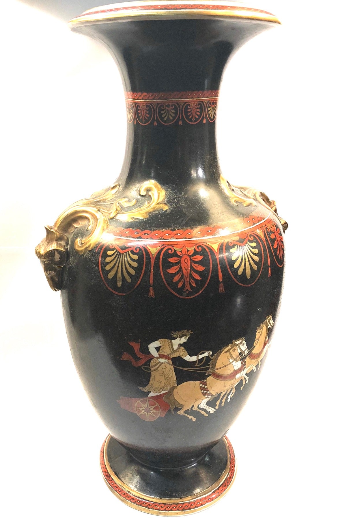 A Ceramic 19th Century Red, Gold, Cream and Black, Grand Tour Amphora