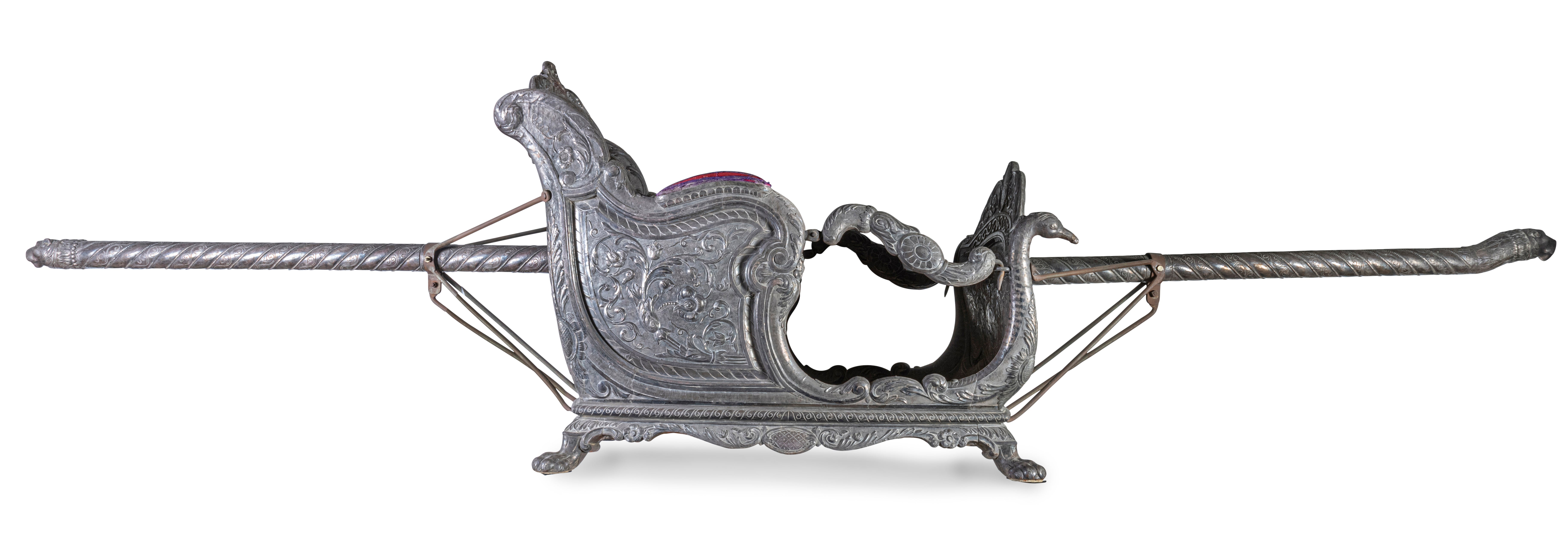 An Early 19th Century Indian Silver Foil Overlaid Palanquin